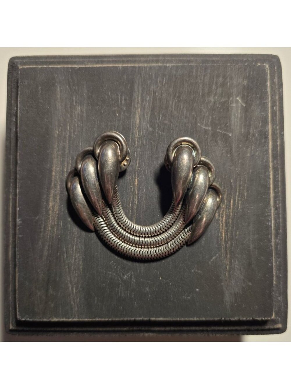 Vtg 50s Ballou Triple Snake Chain Talons Sweater Guard Silvertone Cardigan Clip
